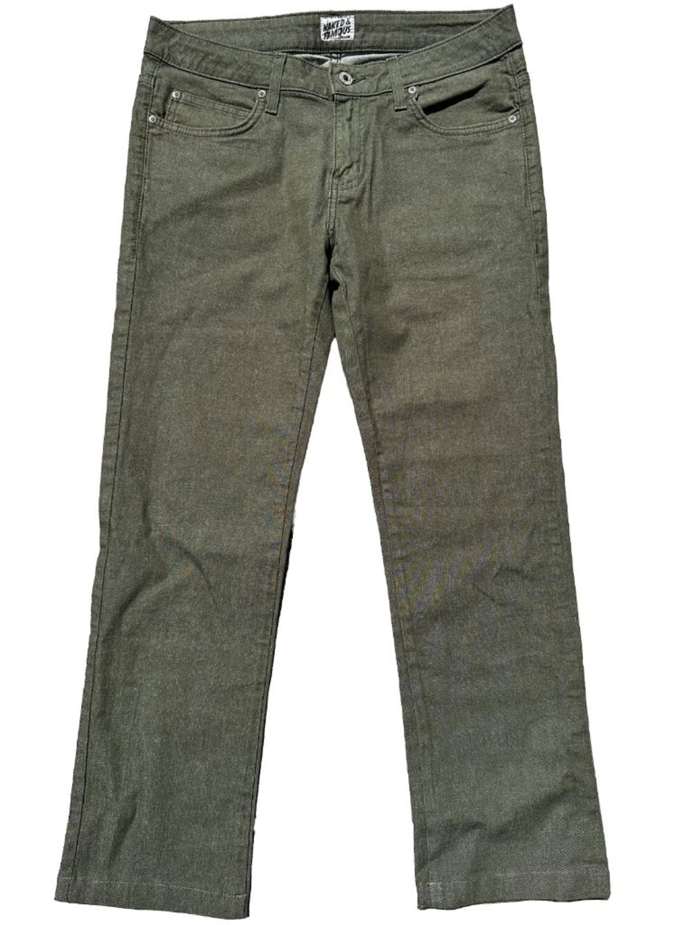 Naked & Famous Denim Skinny Guy Green Stretch Size Mens 32x27